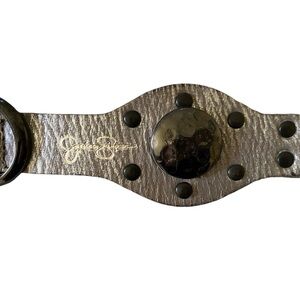 Vintage with tags Jessica Simpson Pewter Leather Gunmetal Stud Belt Size L